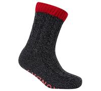 Tokyo Laundry Scoresby Borg Lined Chunky Cable Knit Slipper Socks in Rococco Red