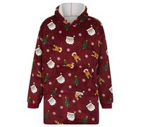 Tokyo Laundry Unisex 'Christmas Stickers' Oversized Xmas Fleece Lined Blanket Hoodie