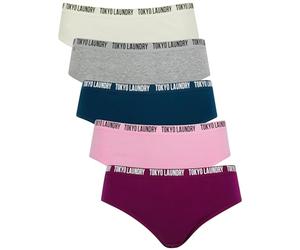 Tokyo Laundry Women's Assorted Stretch Cotton (5 Pack) Multi-Pack Underwear Briefs