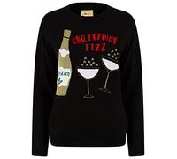 Tokyo Laundry Women's Christmas Fizz Motif Novelty Christmas Jumper in Jet Black - 12