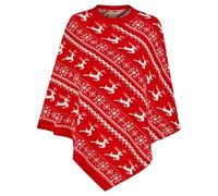 Tokyo Laundry Women's Claudia Fairisle Nordic Style Knitted Christmas Poncho Cape Tokyo Red - L/XL