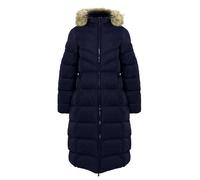 Tokyo Laundry Women's Crosage Longline Quilted Hooded Puffer Coat with Detachable Faux Fur Trim