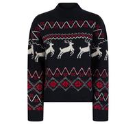 Tokyo Laundry Women's Jacquard Nordic Fair Isle Style Drop Shoulder Relaxed Fit Christmas Jumper