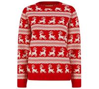 Tokyo Laundry Women's Leaping Reindeers Motif Novelty Christmas Jumper - High Risk Red - 14