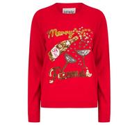 Tokyo Laundry Women's 'Merry Christmas' Fizzymas Sequin Design Novelty Knitted Xmas Jumper