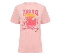 Tokyo Laundry Women's Palma Tropical Sunset Motif Cotton Crew Neck T-Shirt - Rose Shadow - 12