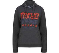 Tokyo Laundry Women's Sporty Motif Brushback Fleece Pullover Hooded Top -Charcoal Marl - 14