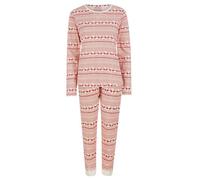 Tokyo Laundry Women's Vega Repeat Reindeer Print 2PC Cotton Lounge Pyjama Set in Snow White - Merry Christmas - M
