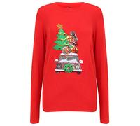 Tokyo Laundry Xmas Car Novelty Christmas Jumper in High Risk Red - Merry Christmas-12/M