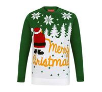 Tokyo Laundry Xmas Snow Crew Neck Jumper in Christmas Green - Merry Christmas-M