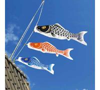 TOKYO MATCHA SELECTION - Koinobori Japanese Carp Streamer - 3 Color - 2m/2.19yd - Dragon gate [Standard Ship by Int'l e-Packet: with Tracking & Insurance] (Black, 2m/2.19yd)