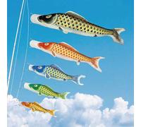 TOKYO MATCHA SELECTION - Koinobori Japanese Carp Streamer - 5 Color - 1.5m/1.64yd - Gold Kagayaki Shining [Standard Ship by Int'l e-Packet: with Tracking & Insurance] (Blue, 1.5m/1.64yd)