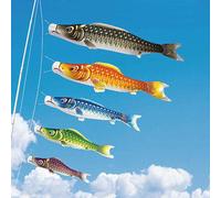 TOKYO MATCHA SELECTION - Koinobori Japanese Carp Streamer - 5 Color - 1.5m/1.64yd - Kinsai Romantic [Standard Ship by Int'l e-Packet: with Tracking & Insurance] (Blue, 1.5m/1.64yd)