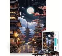Tokyo Moon Night Jigsaw Puzzle for Adults 1000 Pieces Think Smart Toy Home Enjoy Accurate Cut Wall Art Decor (38x52cm)