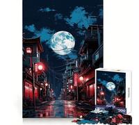 Tokyo Moon Night Jigsaw Puzzles 1000 Pieces for Adults Memory Boost Warm Time Image Assembly Fine Art Piece (50x75cm)