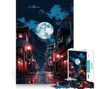 Tokyo Moon Night Jigsaw Puzzles 1000 Pieces for Adults Memory Boost Warm Time Image Assembly Fine Art Piece (50x75cm)