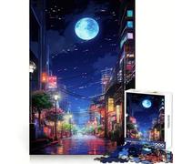 Tokyo Moon Night Jigsaw Puzzles for Adults 1000 Pieces Brain Challenge Toy Quiet Fun Precise Cut Wall Art Decor (50x75cm)