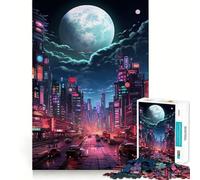 Tokyo Moon Night Jigsaw Puzzles for Teenagers 1000 Brain Workout Toy Simple Fun Image Assembly Cherished Gift (50x75cm)