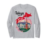 Tokyo Mount Fuji Cherry Blossom Japan Souvenir Poster Art Long Sleeve T-Shirt