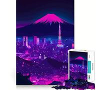Tokyo Mount Fuji Cyberpunk 1000 Piece Jigsaw Puzzles for Adults Jigsaw Memory Lift Slow Enjoy Image Assembly Creative Gift (38x26cm)