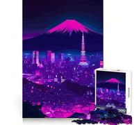 Tokyo Mount Fuji Cyberpunk Jigsaw Puzzles 1000 Pieces for Adults Think Smart Toy Indoor Play Accurate Cut Lovely Gift (38x52cm)