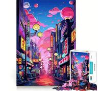 Tokyo Neon City Teenager Jigsaw Puzzles 1000 Pieces Memory Boost Home Activity Pattern Assembly Perfect Present (38x26cm)