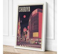 Tokyo Neon Dreams Vintage Canvas Wall Art Print 24x16 Inch | White