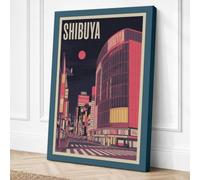 Tokyo Neon Dreams Vintage Canvas Wall Art Print 36x24 Inch
