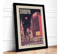 Tokyo Neon Dreams Vintage Framed Wall Art Print A3 (42×29.7cm) Black, Wall Decor for Living Room, Bedroom, Office & Home, Ready to Hang, Art Gift