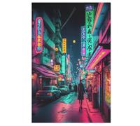 Tokyo Neon Puzzles 1000 Pieces Wooden Jigsaw Puzzle for Adults Brain Exercise Challenge Game Gift for Kids Children Jigsaws 78×53cm