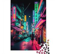 Tokyo Neon Puzzles 1000 Pieces Wooden Puzzles for Adults And Teenager Family Game Christmas Eve Gifts 1000pcs (75x50cm)