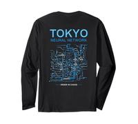 Tokyo Neural Network Circuit Board Railway Map - On The Back Long Sleeve T-Shirt