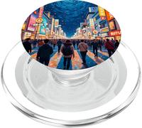 Tokyo Night Crossing Swirl Art PopSockets PopGrip for MagSafe