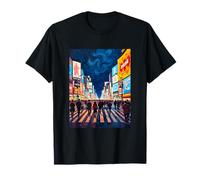 Tokyo Night Crossing Swirl Art T-Shirt