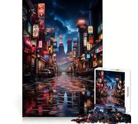 Tokyo Night Street 1000 Piece Jigsaws for Teenagers Puzzle Brain Workout Toy Calm Escape Art Assembly Thoughtful Gift (38x52cm)