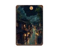 Tokyo Night Street Art Prin Tin Sign Vintage Metal Pub Club Cafe Bar Home Wall Art Decoration Poster Retro 8x12inch(20x30cm)