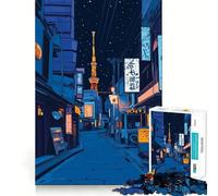 Tokyo Night Street Jigsaw Puzzle 1000 Piece for Adults Strong Logic Toy Anxiety Relief Clear Edge Festival Gift (50x75cm)