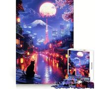 Tokyo Night Tranquility Jigsaw Puzzles for Adults 1000 Piece Memory Boost Cozy Time Pattern Assembly Santa Wish List (38x26cm)