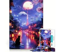Tokyo Night Tranquility Jigsaw Puzzles for Adults 1000 Piece Memory Boost Cozy Time Pattern Assembly Santa Wish List (38x26cm)