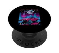 Tokyo Nights 1984 Retro Synthwave Night City Car PopSockets Adhesive PopGrip