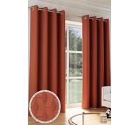 Tokyo' Orange Velvet Embossed Eyelet Thermal Dimout Curtain Pair Enhanced Living Orange 168cm width x 137cm drop
