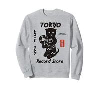 Tokyo Record Store Cat, Vintage Japanese Vinyl Music Anime Sweatshirt