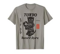 Tokyo Record Store Vinyl Cat - Japanese Retro Vinyl Music T-Shirt