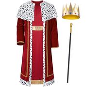 TOKYO REVENGERS Men King Costume 3 Kings Cosutme Prince Robe Nativity Costume Cosplay Outfit Accessories Set, Red, Medium
