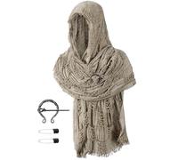 TOKYO REVENGERS Unisex Medieval Renaissance Hooded Cowl Multifunctional Scarf Shawl Cape Halloween Cosplay Costume Brooch Accessories Set(KQ)