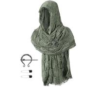 TOKYO REVENGERS Unisex Medieval Renaissance Hooded Cowl Multifunctional Scarf Shawl Cape Halloween Cosplay Costume Brooch Accessories Set(GN)