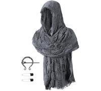 TOKYO REVENGERS Unisex Medieval Renaissance Hooded Cowl Multifunctional Scarf Shawl Cape Halloween Cosplay Costume Brooch Accessories Set(GR)