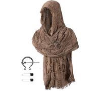 TOKYO REVENGERS Unisex Medieval Renaissance Hooded Cowl Multifunctional Scarf Shawl Cape Halloween Cosplay Costume Brooch Accessories Set(BW)