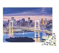 Tokyo Skyline at Dusk Colourful Tokyo Rainbow Bridge View 1000 Pieces Jigsaw for Adults The Impossible Challenge Brain Development 70x50cm/1000pcs