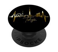 Tokyo Skyline Heartbeat Japanese Heart Japan I Love Tokyo PopSockets Adhesive PopGrip